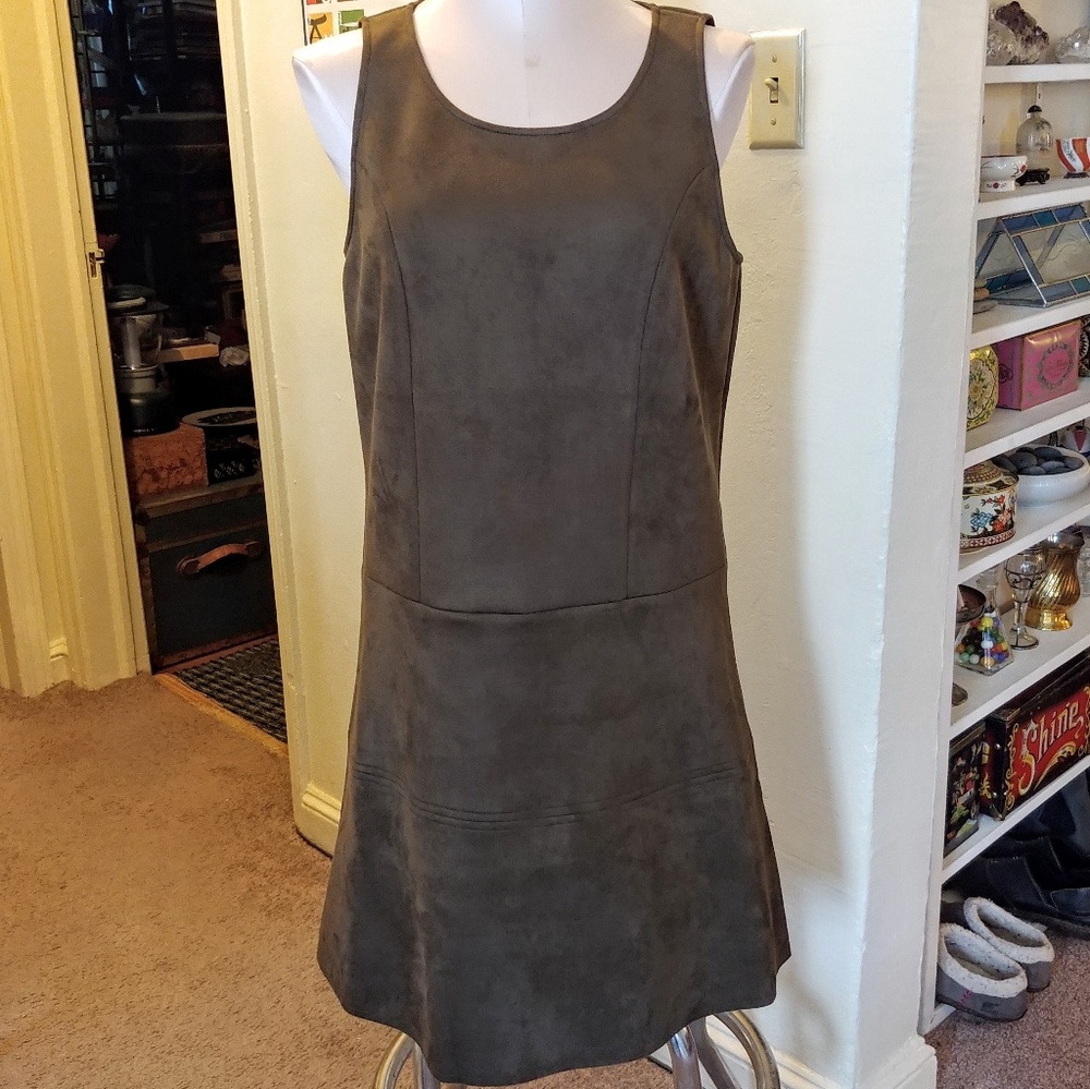 Brown Jumper Dress By JustFab Faux Suede Jumper Dress